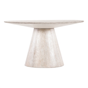 Bowery Hill Round Mango Wood Pedestal Dining Table in Cream White