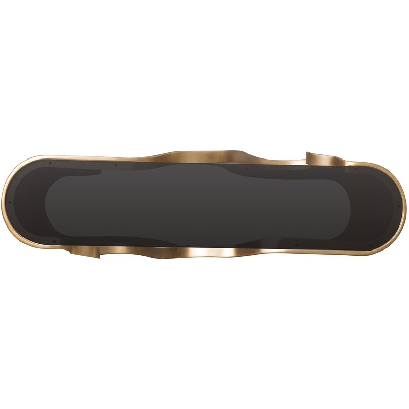 Bowery Hill Console Table in Black Resin with Smoked Glass Top