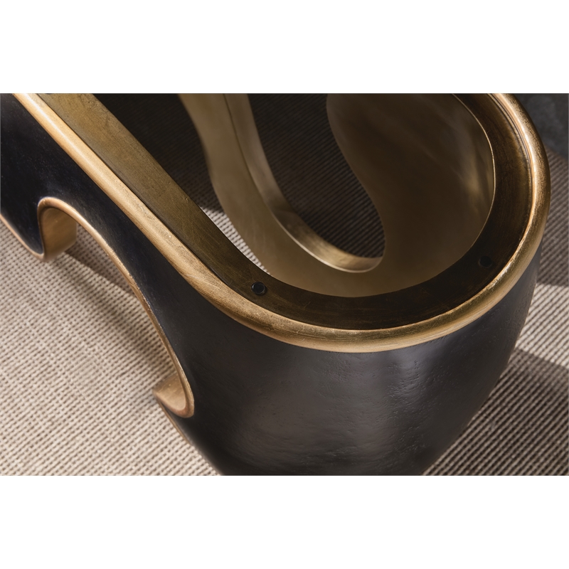 Bowery Hill Console Table in Black Resin with Smoked Glass Top
