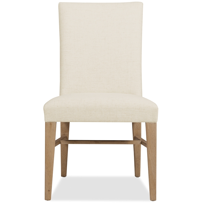 Bowery Hill Upholstered Oak Dining Side Chair in Buckboard Beige Wood