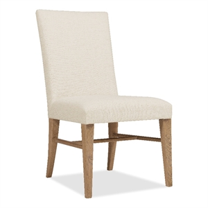 Bowery Hill Upholstered Oak Dining Side Chair in Buckboard Beige Wood