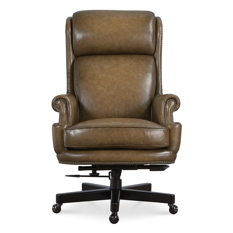 Bowery Hill Executive Swivel Tilt Chair in Espresso Brown Leather