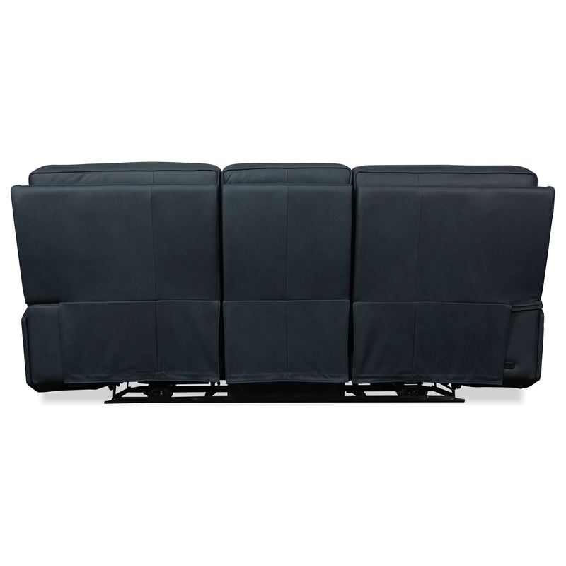 Bowery Hill Power Sofa with Power Headrest and Lumbar in Blue Leather