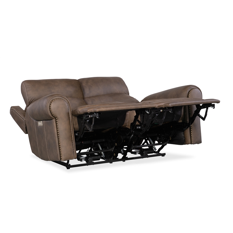 Bowery Hill Zero Gravity Power Leather Loveseat with Power Headrest
