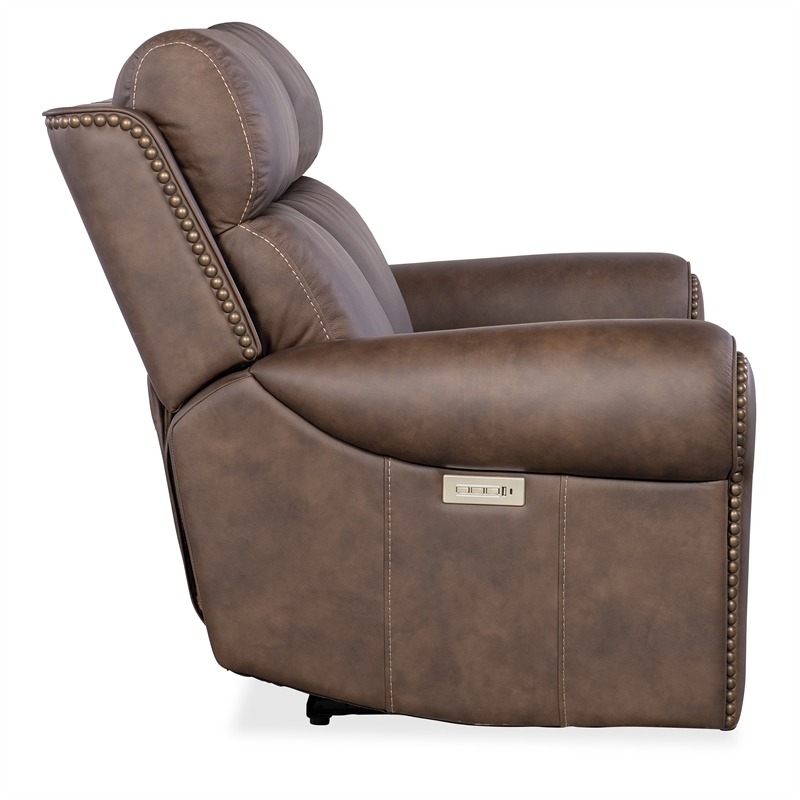 Bowery Hill Zero Gravity Power Leather Loveseat with Power Headrest