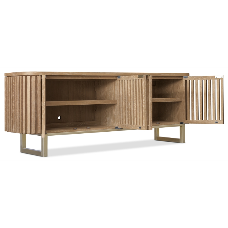 Bowery Hill 4 Door Entertainment Console in Desert Oak Natural Wood