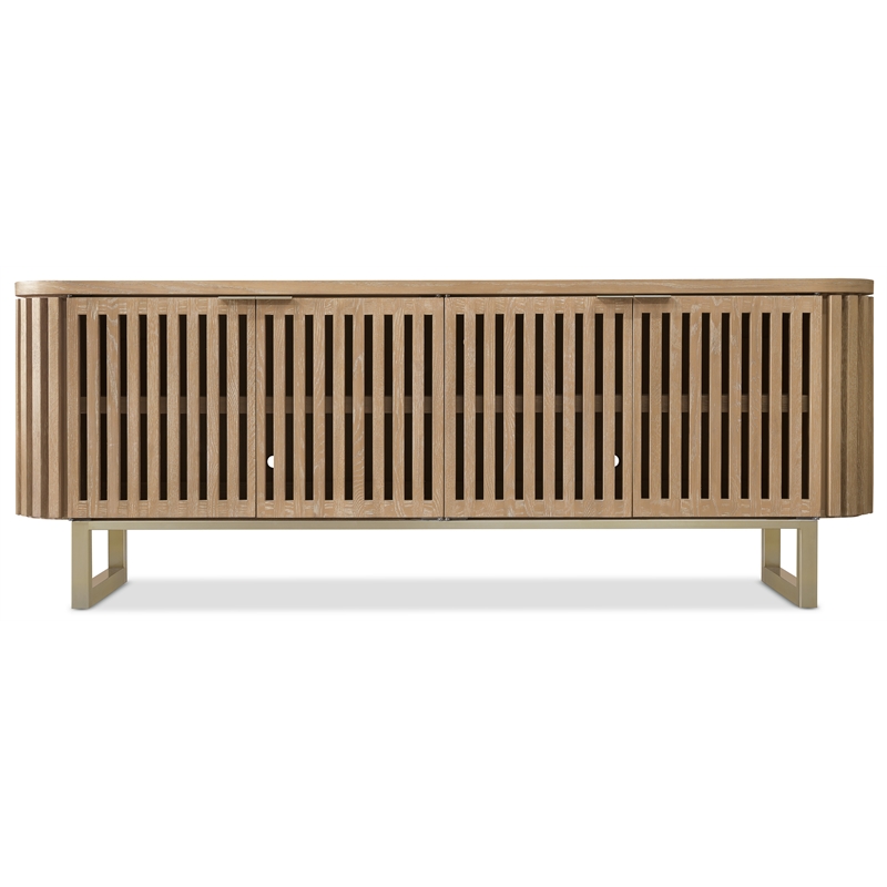 Bowery Hill 4 Door Entertainment Console in Desert Oak Natural Wood