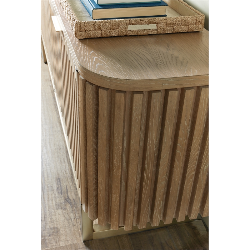 Bowery Hill 4 Door Entertainment Console in Desert Oak Natural Wood