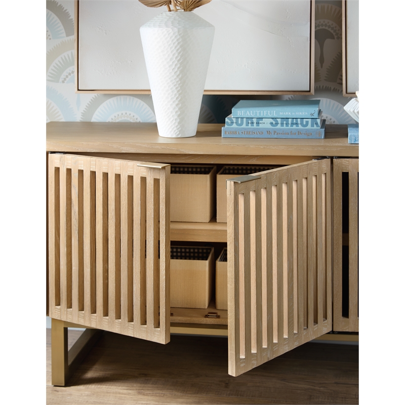 Bowery Hill 4 Door Entertainment Console in Desert Oak Natural Wood