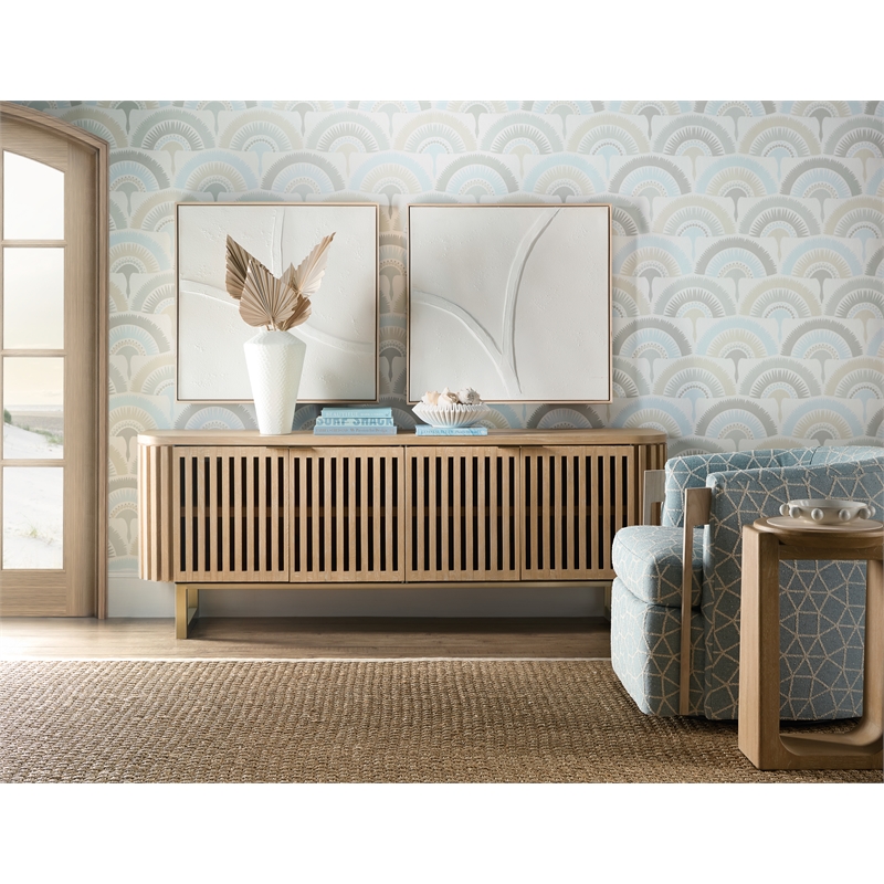 Bowery Hill 4 Door Entertainment Console in Desert Oak Natural Wood