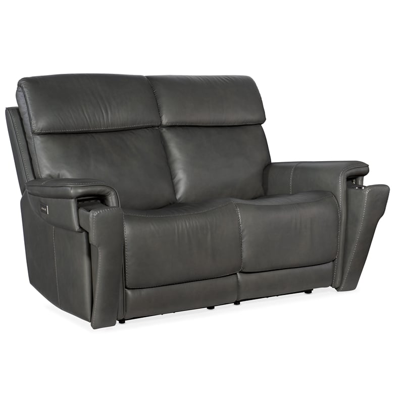 Bowery Hill Zero Gravity Power Loveseat with Power Headrest in Gray