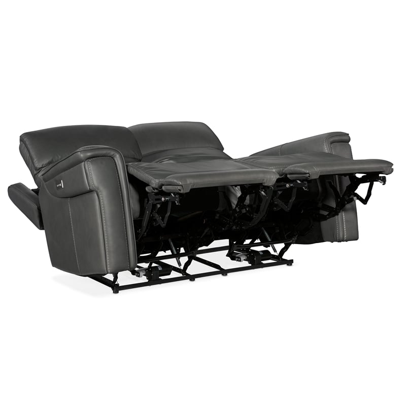 Bowery Hill Zero Gravity Power Loveseat with Power Headrest in Gray