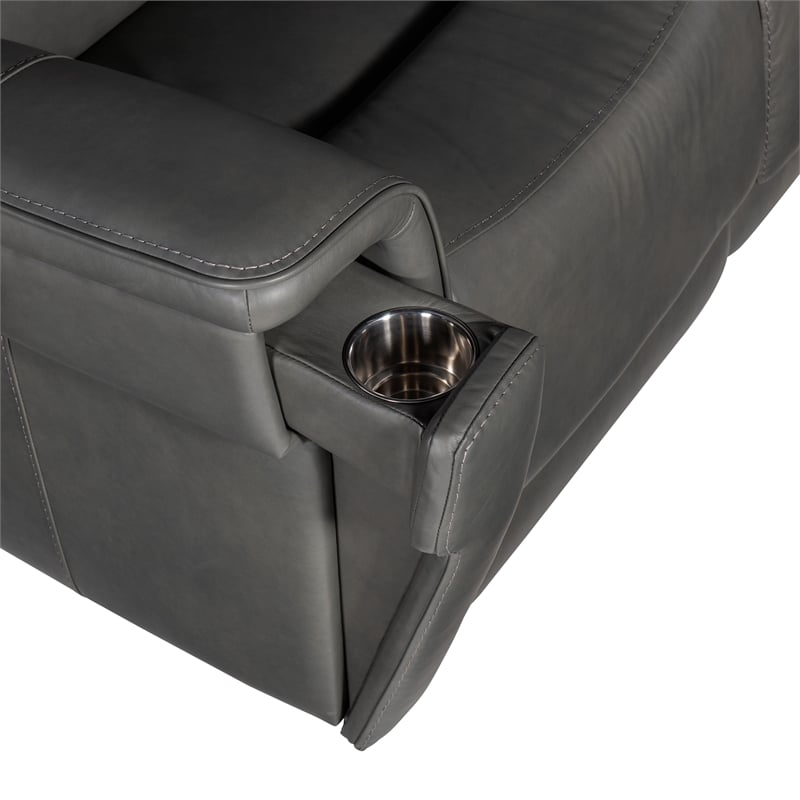 Bowery Hill Zero Gravity Power Loveseat with Power Headrest in Gray