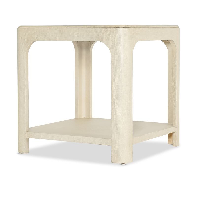 Bowery Hill Square Raffia Wrapped End Table in Cream Flax Finish