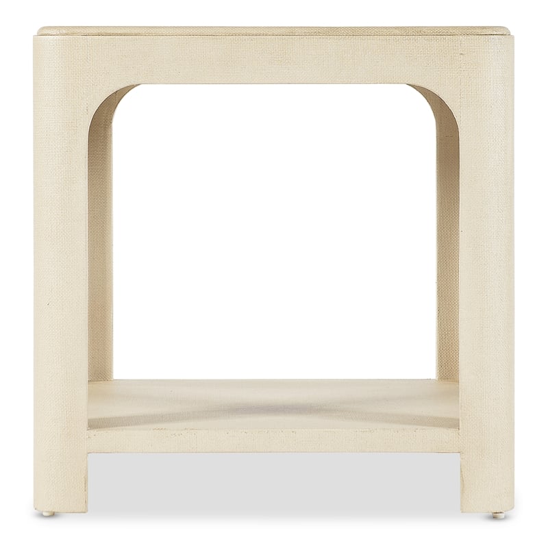 Bowery Hill Square Raffia Wrapped End Table in Cream Flax Finish