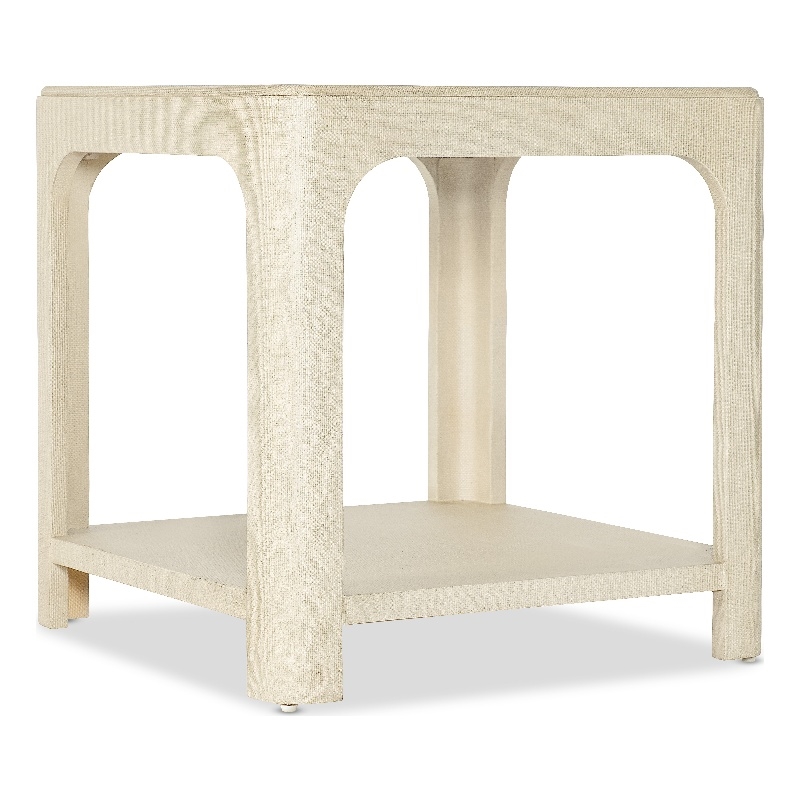 Bowery Hill Square Raffia Wrapped End Table in Cream Flax Finish