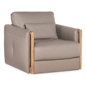 Bowery Hill Modern Swivel Accent Chair in Gray Top Grain Leather