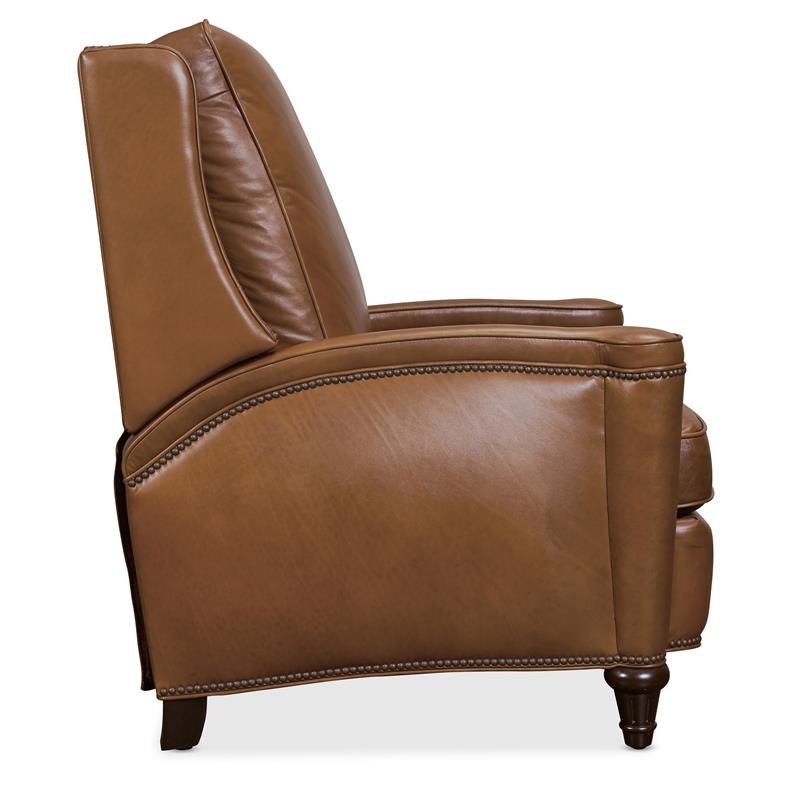 Bowery Hill Manual Push Back Recliner with Nailhead Trim in Dark Wood