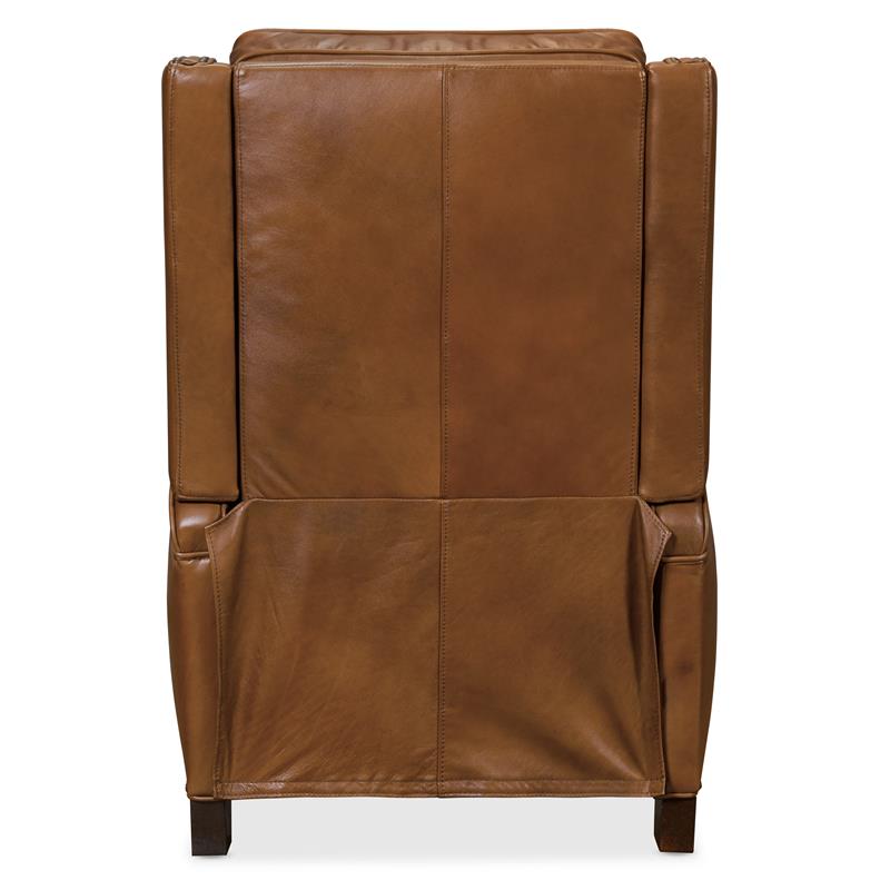 Bowery Hill Manual Push Back Recliner with Nailhead Trim in Dark Wood