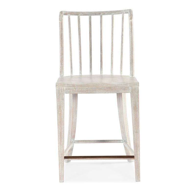 Bowery Hill Spindle Back Beech Counter Chair in Whitewashed Surf