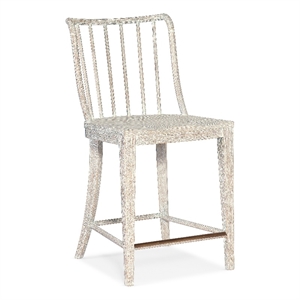 Bowery Hill Spindle Back Beech Counter Chair in Whitewashed Surf