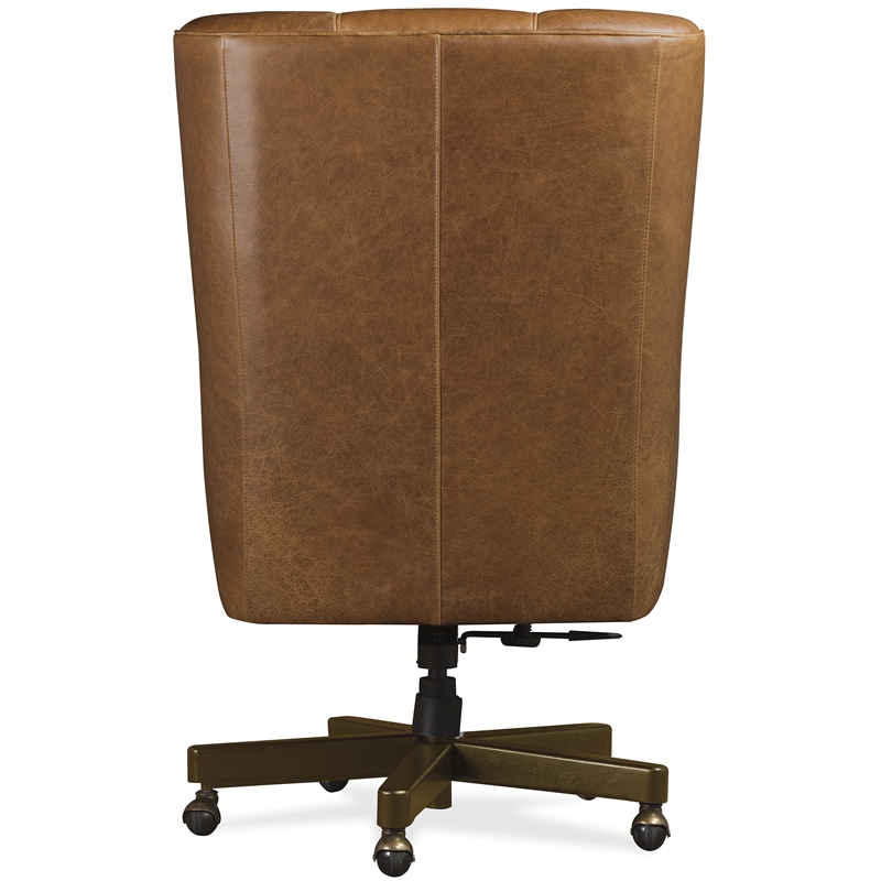 Bowery Hill Adjustable Swivel Executive Chair in Brown Aniline Leather