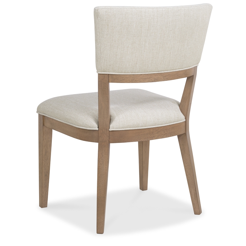 Bowery Hill Upholstered White Oak Dining Side Chair in Beige Wood