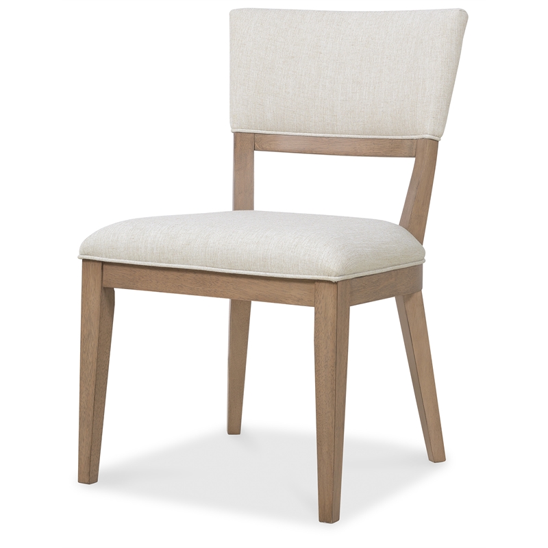 Bowery Hill Upholstered White Oak Dining Side Chair in Beige Wood