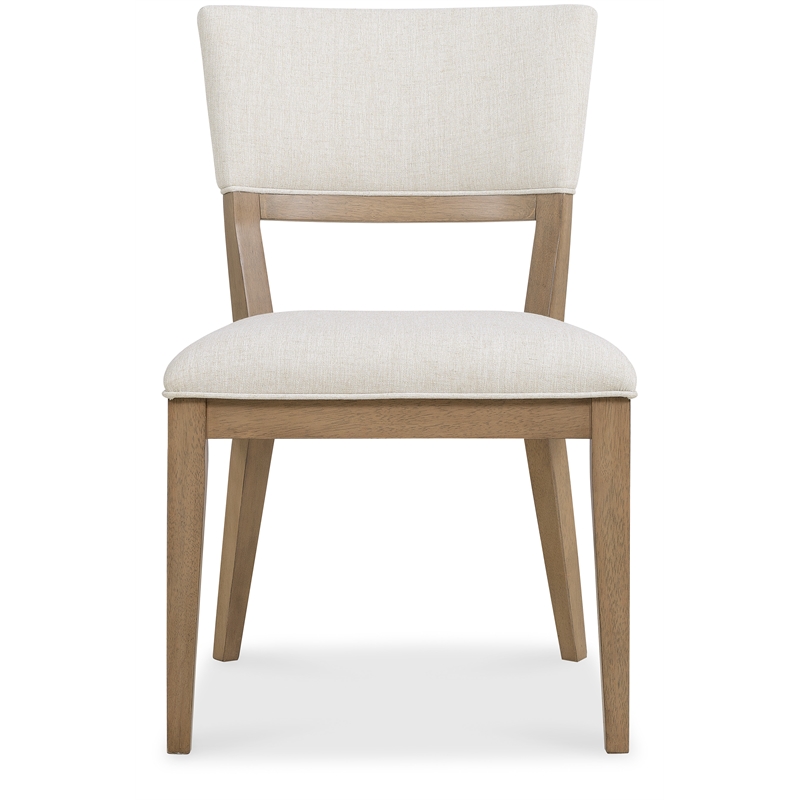 Bowery Hill Upholstered White Oak Dining Side Chair in Beige Wood