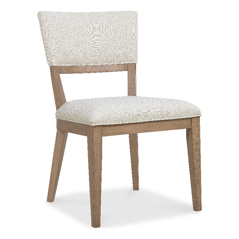 Bowery Hill Upholstered White Oak Dining Side Chair in Beige Wood