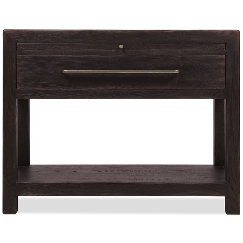 Bowery Hill 1 Drawer Nightstand with Stone Top in Burnt Timber Black