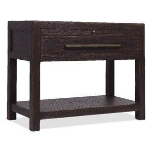 Bowery Hill 1 Drawer Nightstand with Stone Top in Burnt Timber Black