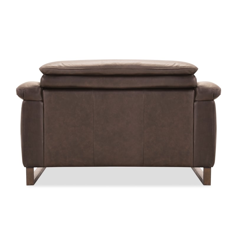 Bowery Hill Oversized Power Recliner with Power Headrest in Brown Leather
