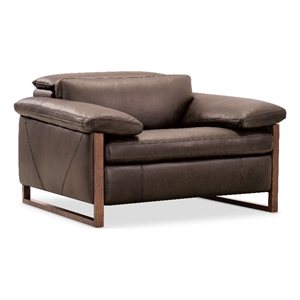 Bowery Hill Oversized Power Recliner with Power Headrest in Brown Leather