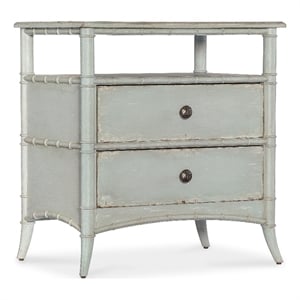 Bowery Hill 2 Drawer Wood Nightstand in Soft Haint Blue Finish