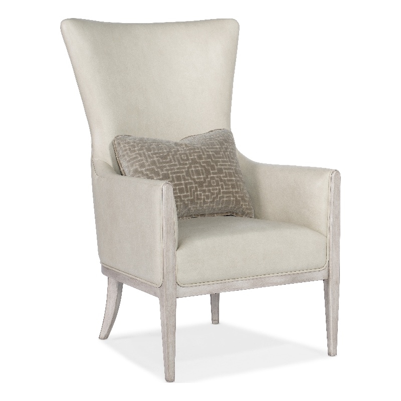 Bowery Hill Wing Back Club Chair with Accent Pillow in Gray Leather