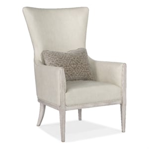 Bowery Hill Wing Back Club Chair with Accent Pillow in Gray Leather