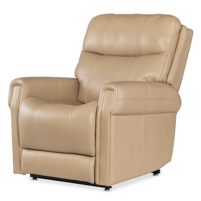 Bowery Hill Beige Leather Power Lift Recliner with Headrest and Lumbar