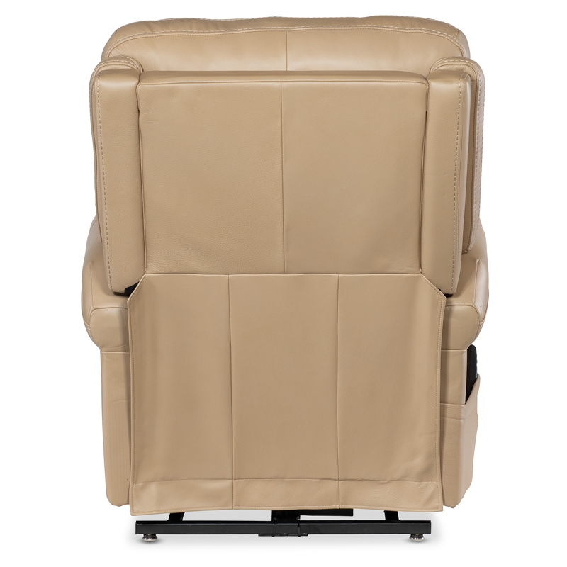 Bowery Hill Beige Leather Power Lift Recliner with Headrest and Lumbar