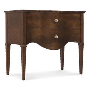 Bowery Hill 2 Drawer Serpentine Nightstand in Dark Natural Wood Finish