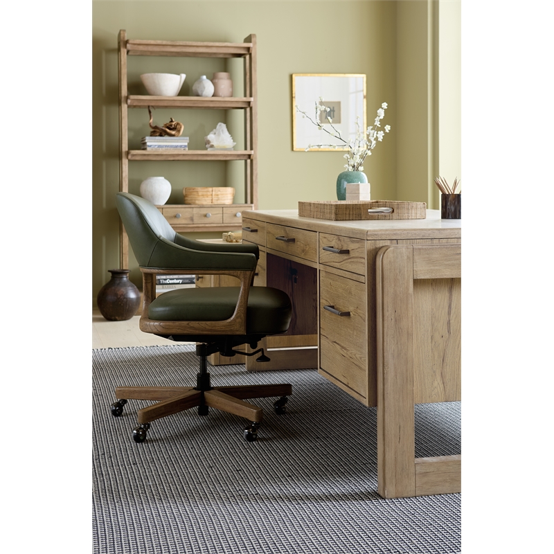 Bowery Hill Executive Swivel Tilt Chair in Forest Green Leather