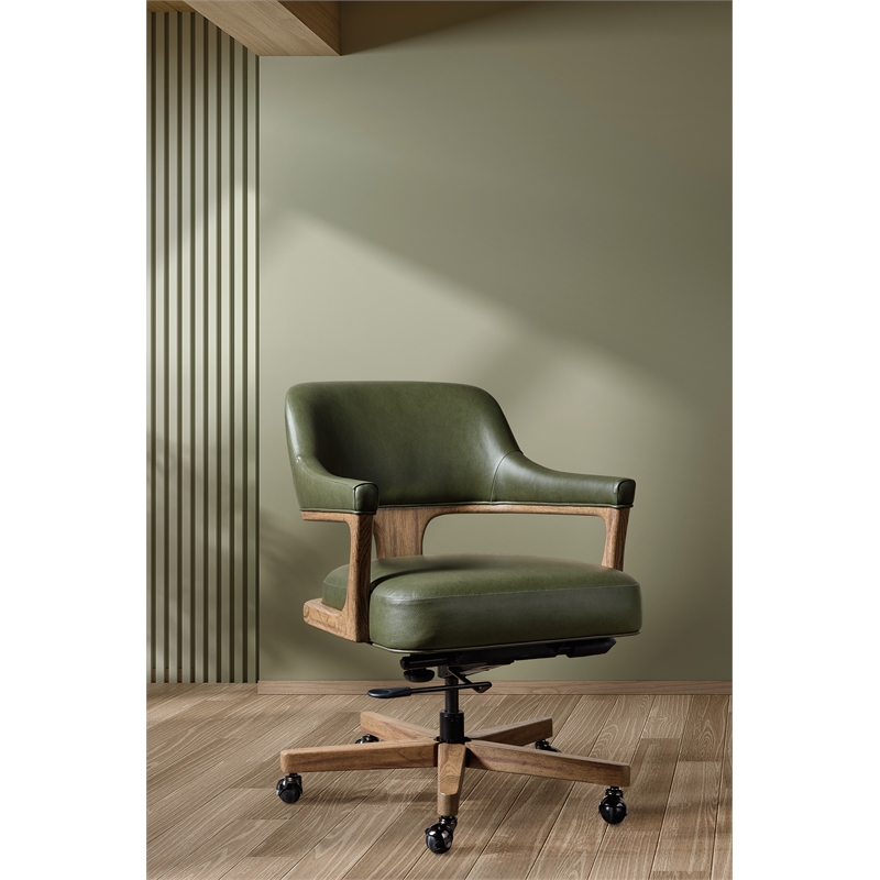 Bowery Hill Executive Swivel Tilt Chair in Forest Green Leather
