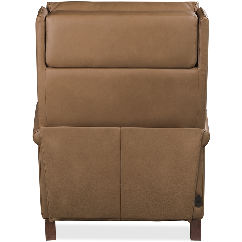 Bowery Hill Power Recliner with Pop-Up Headrest in Caramel Brown Leather