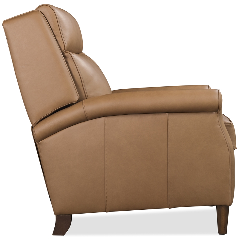Bowery Hill Power Recliner with Pop-Up Headrest in Caramel Brown Leather