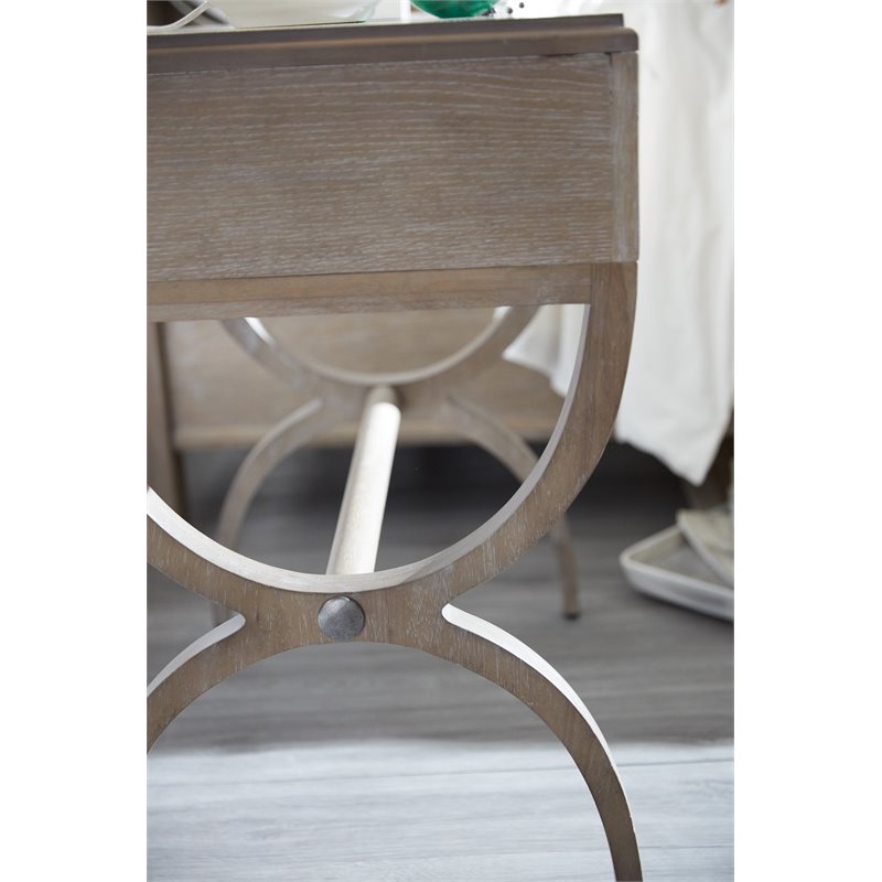 Bowery Hill 1 Drawer Leg Nightstand in Greige and Antique White