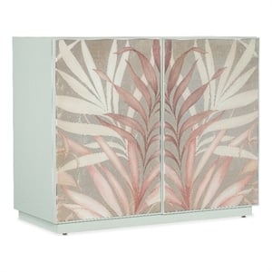 Bowery Hill 2 Door Glass Accent Chest in Mint Green and Pink
