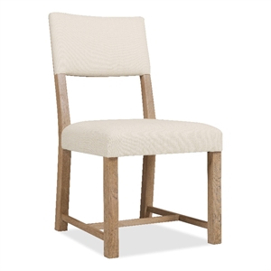 Bowery Hill Open Back Upholstered Dining Side Chair in Buckboard Oak