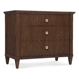 Bowery Hill 3 Drawer Nightstand with Charging Station in Dark Walnut