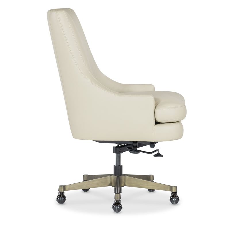 Bowery Hill Executive Swivel Tilt Chair in Beige Leather with Metal Base