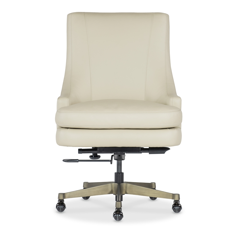 Bowery Hill Executive Swivel Tilt Chair in Beige Leather with Metal Base